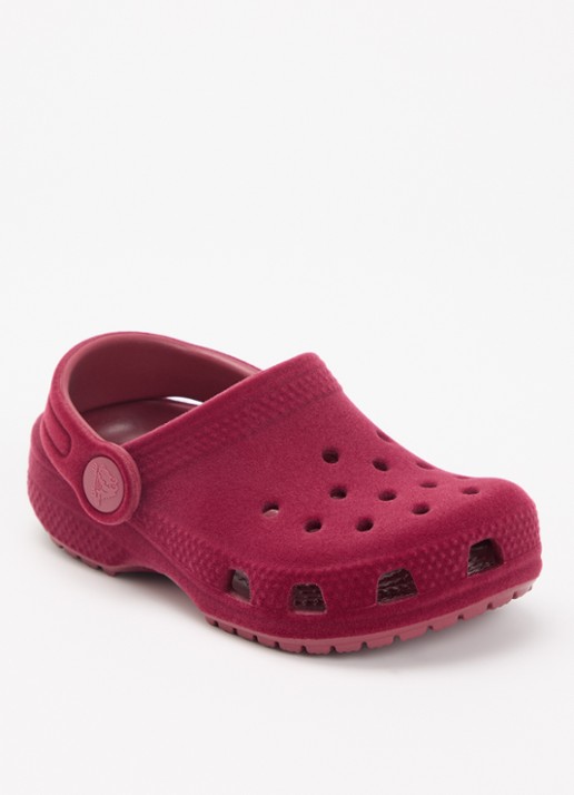 Crocs Classic Velvet Clog instapper van fluweel met logo
