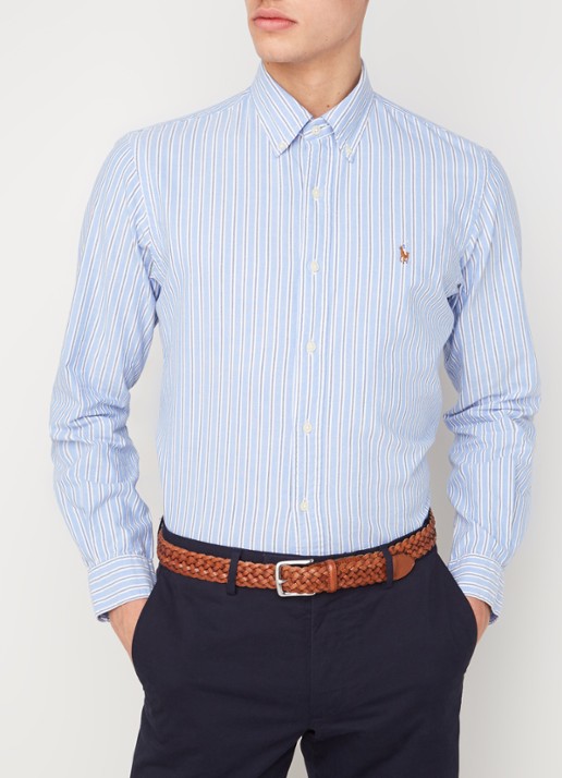 Custom fit button down-overhemd - detail patterned - blue