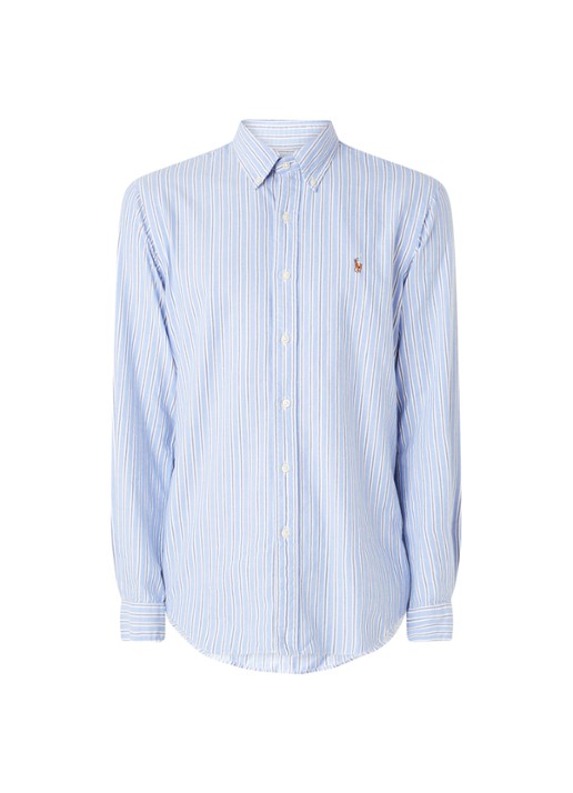Custom fit button down-overhemd - voorkant 3 patterned - blue
