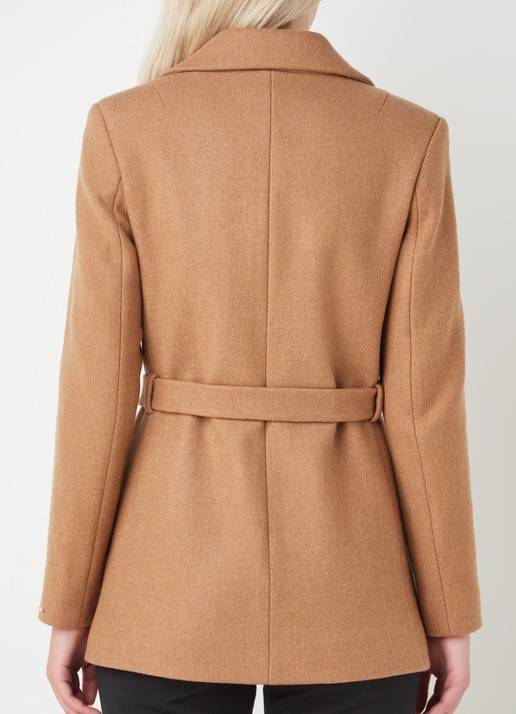 CVRD Eloise mantel in wolblend met strikceintuur - achterkant 4 camel