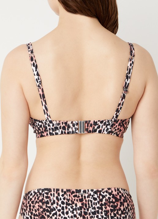 Cyell Balconette bikinitop met panterprint - achterkant 5 koraal