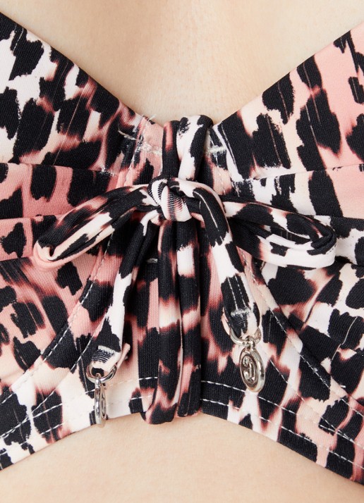 Cyell Balconette bikinitop met panterprint - detail 4 koraal