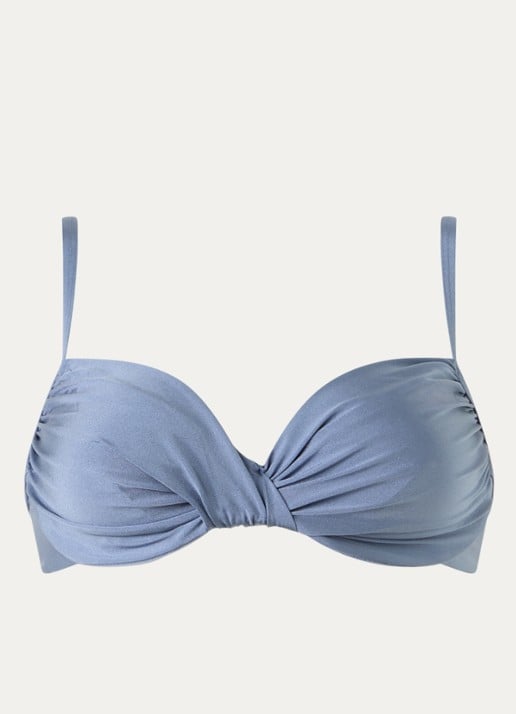Cyell Beugel bikinitop met metallic finish - voorkant 3 staalblauw