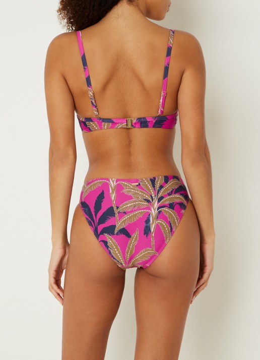 Cyell Bikinitop met beugel en bladprint - achterkant 5 fuchsia