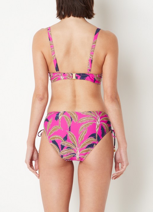 Cyell Bikinitop met beugel en bladprint - achterkant 6 fuchsia