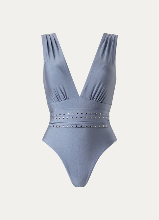 Cyell Infinity voorgevormd badpak met studs - voorkant staalblauw