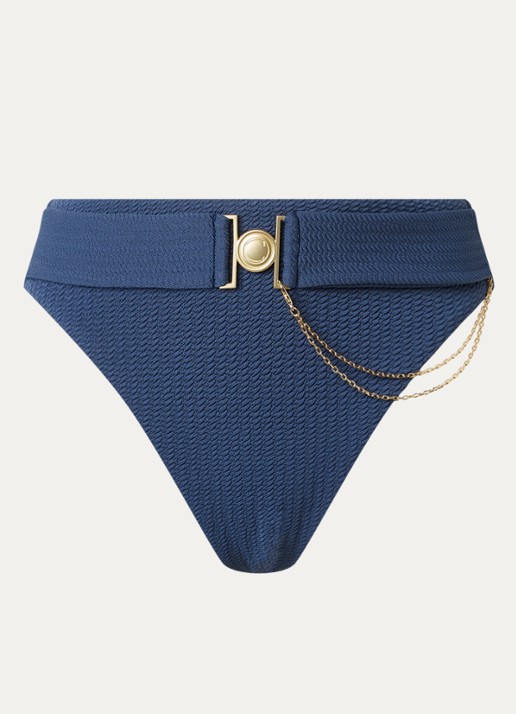 Cyell Midnight Waves high waisted bikinislip met kettingdetail - voorkant 4 indigo