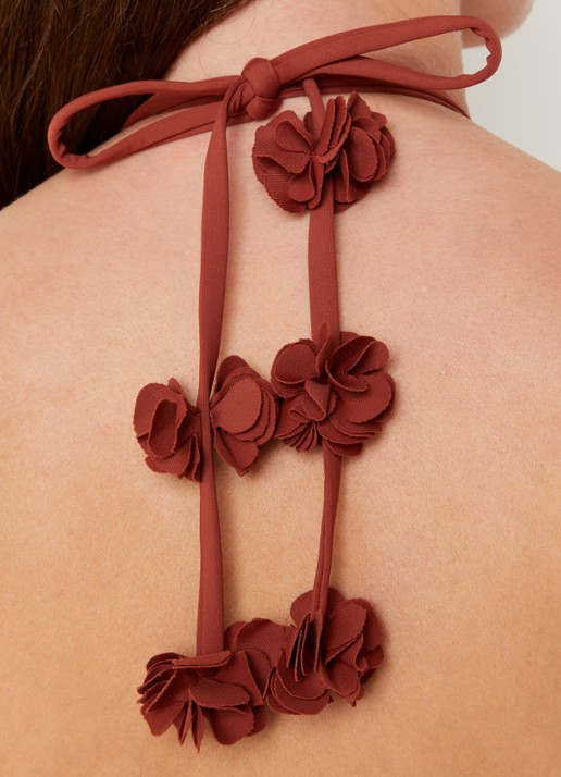 Cyell Voorgevormde bandeau bikinitop met plooidetail - detail 5 steenrood