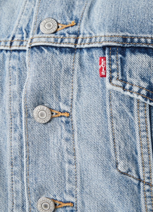 Dad Trucker cropped spijkerjas met korte mouw - detail 3 indigo