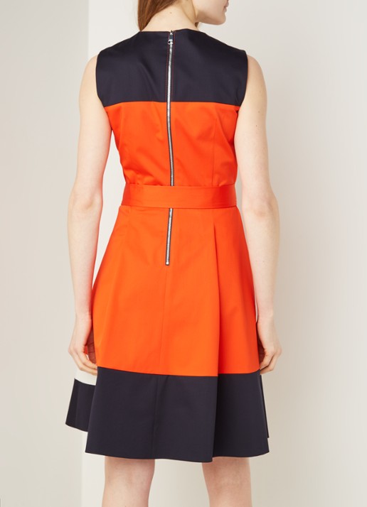 Dadesa A-lijn jurk met colourblocking en strikceintuur - achterkant orange