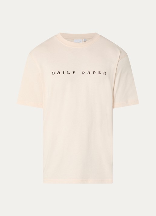 Daily Paper Alias Dias T-shirt met logoborduring - voorkant 3 creme