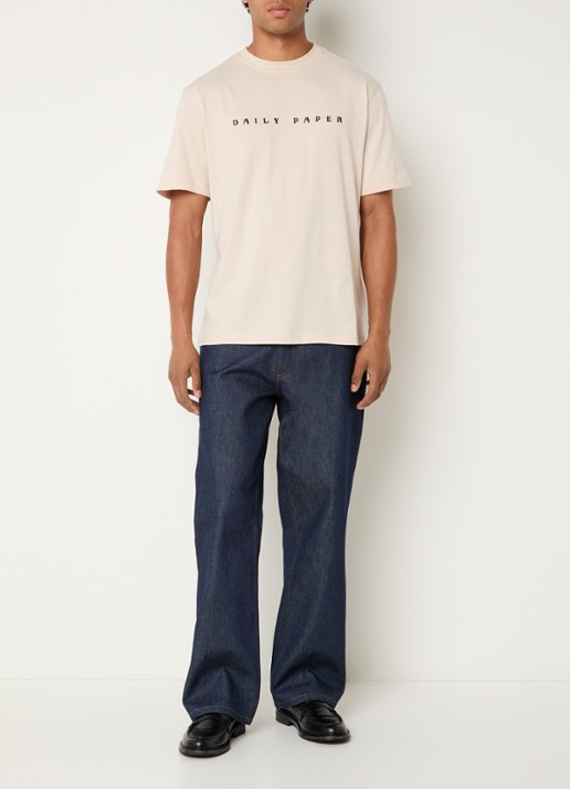 Daily Paper Alias Dias T-shirt met logoborduring - voorkant 4 creme