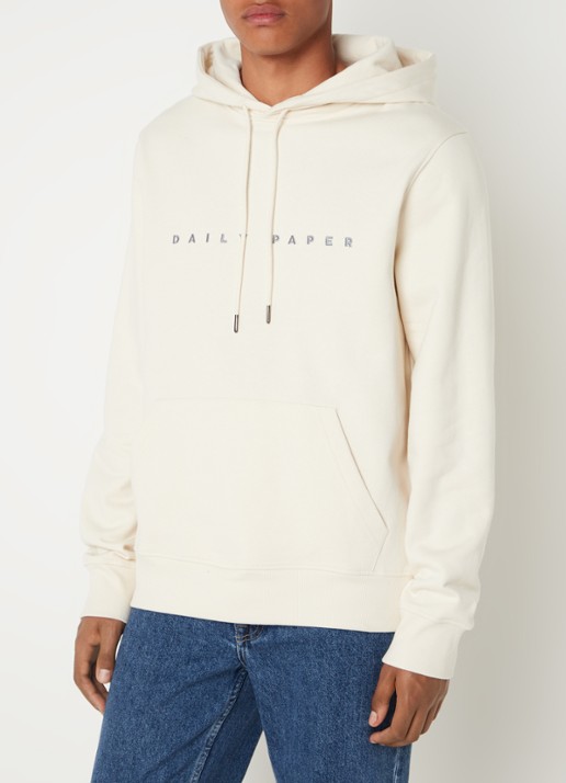 Daily Paper Alias hoodie met logoborduring - detail 4 ivoor