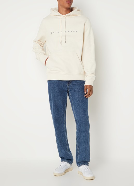Daily Paper Alias hoodie met logoborduring - voorkant 3 ivoor