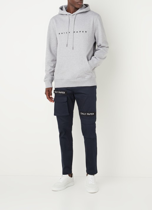 Daily Paper Alias hoodie met logoborduring - voorkant 2 grijs