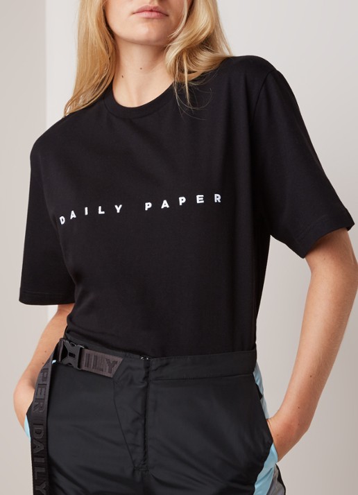 Daily Paper Alias oversized T-shirt met logoborduring - detail 4 zwart