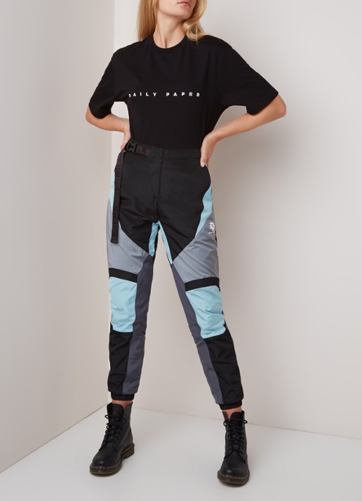 Daily Paper Alias oversized T-shirt met logoborduring - voorkant 3 zwart