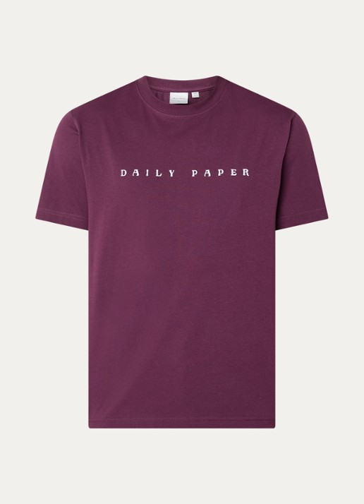 Daily Paper Alias T-shirt met logo- en backprint - voorkant aubergine