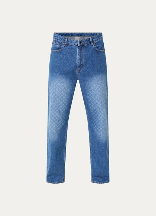 Daily Paper Amba straight leg jeans met logoprint - voorkant 4 indigo