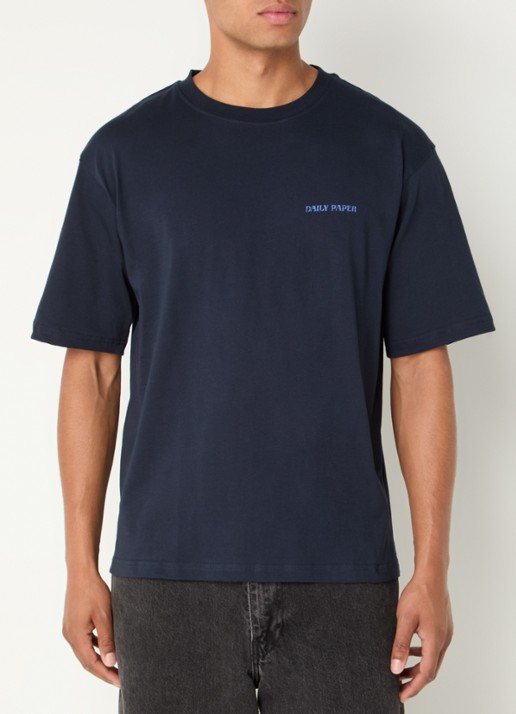 Daily Paper Candle T-shirt met logo- en backprint - achterkant 4 donkerblauw