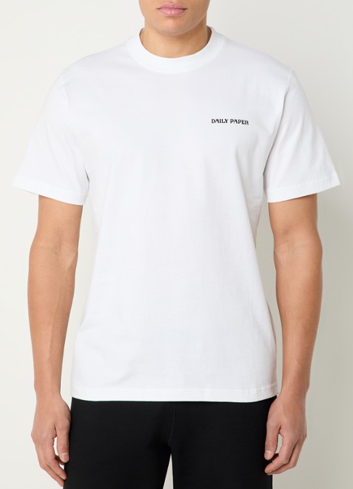 Daily Paper Chain Shield T-shirt met logo- en backprint - achterkant wit