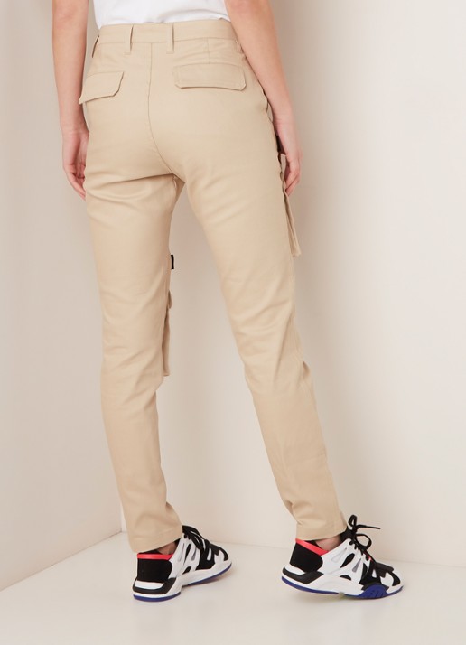 Daily Paper Daily Paper High waist tapered fit cargobroek met logotape - achterkant 5 beige