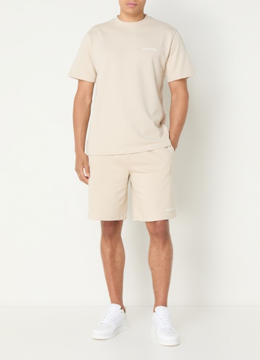 Daily Paper Dais straight fit korte joggingbroek met logo - voorkant 4 beige
