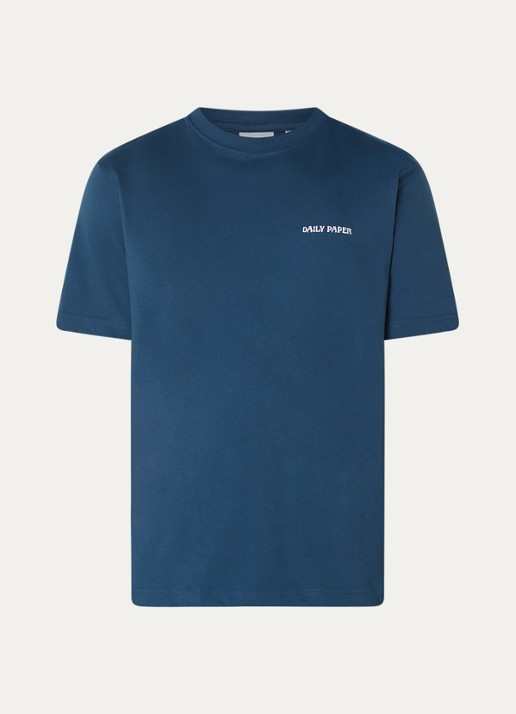 Daily Paper Dias T-shirt met logo - voorkant 2 donkerblauw