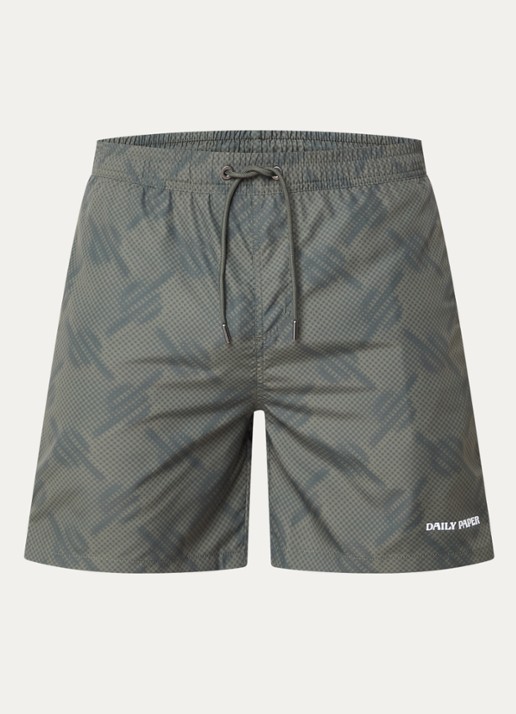 Daily Paper Dotted zwemshorts met stippenprint - voorkant bronsgroen