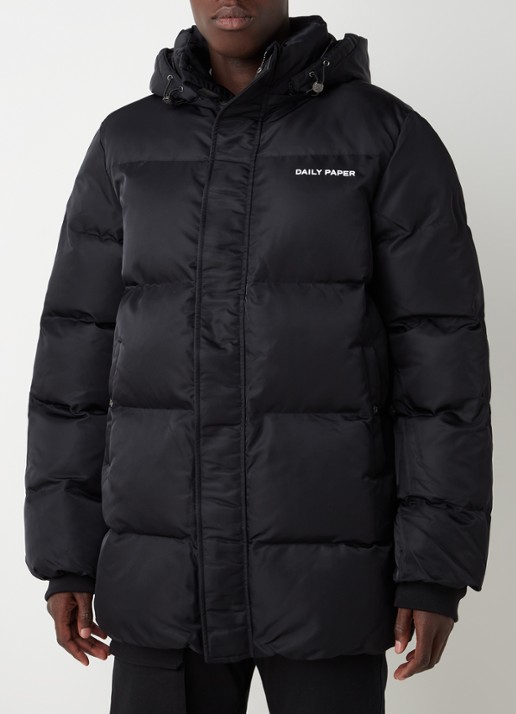 Daily Paper Epuffa puffer jack met afneembare capuchon - detail 3 zwart