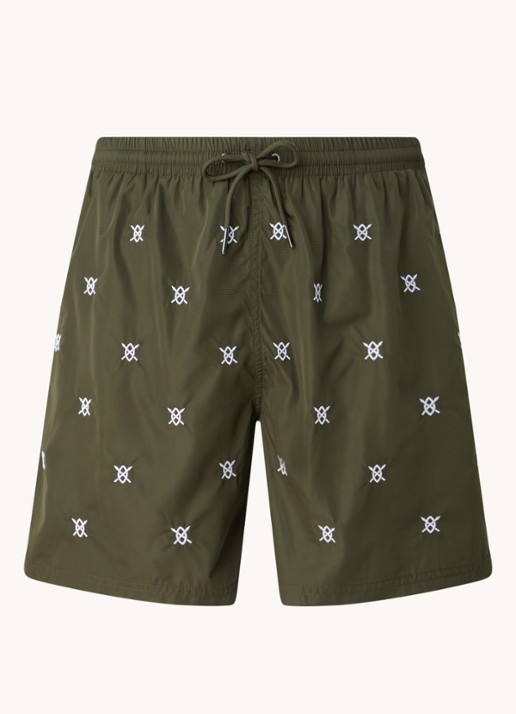 Daily Paper Eswim zwemshorts met logoprint en steekzakken - voorkant 3 legergroen