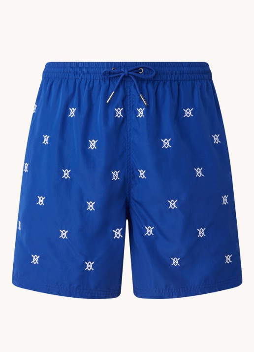 Daily Paper Eswim zwemshorts met logoprint en steekzakken - voorkant kobaltblauw