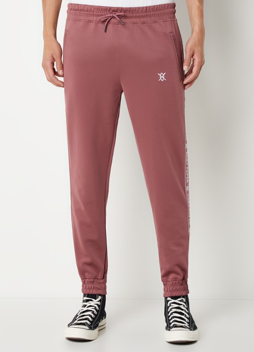 Daily Paper Etape tapered fit cropped trackpants met ritszakken en logoband - detail 3 roodbruin