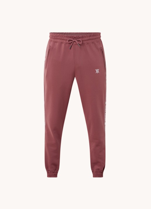 Daily Paper Etape tapered fit cropped trackpants met ritszakken en logoband - voorkant roodbruin