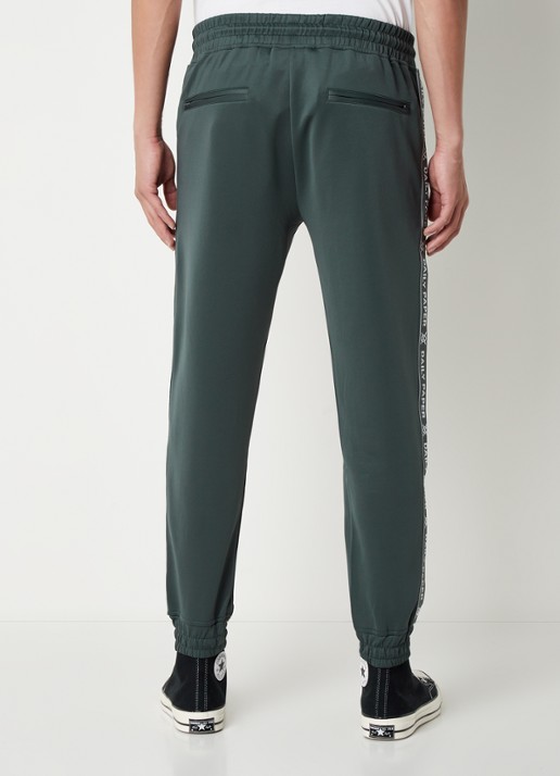 Daily Paper Etape tapered fit cropped trackpants met ritszakken en logoband - achterkant 5 bronsgroen