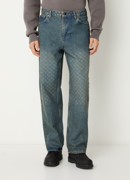 Daily Paper Faced straight leg jeans met medium wassing