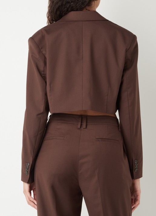 Daily Paper Marimba cropped blazer met borstzak en logo - achterkant 4 donkerbruin