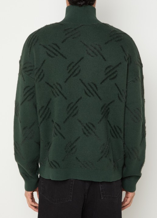 Daily Paper Monogram fijngebreid vest met opstaande kraag - achterkant groen
