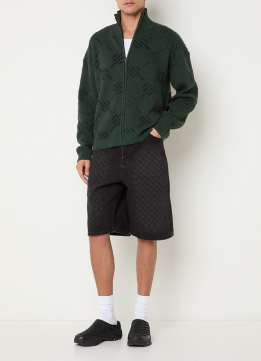 Daily Paper Monogram fijngebreid vest met opstaande kraag - voorkant 4 groen