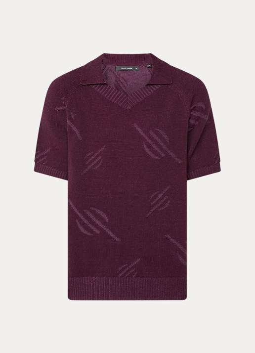 Daily Paper Monogram fijngebreide polo - voorkant aubergine