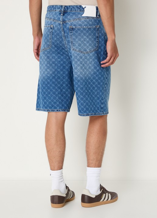 Daily Paper Monogram loose fit korte broek van denim met logoprint - achterkant 2 indigo