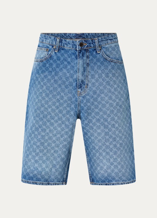 Daily Paper Monogram loose fit korte broek van denim met logoprint - voorkant 3 indigo