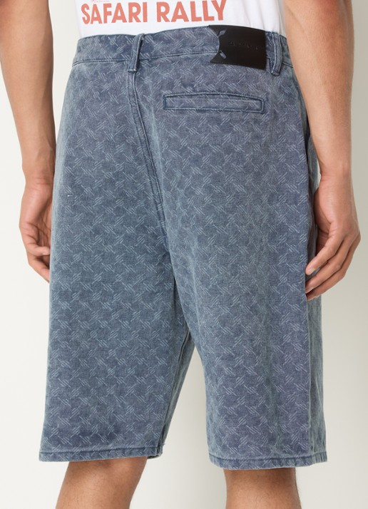 Daily Paper Monogram loose fit korte broek van denim met medium wassing - achterkant 2 staalblauw