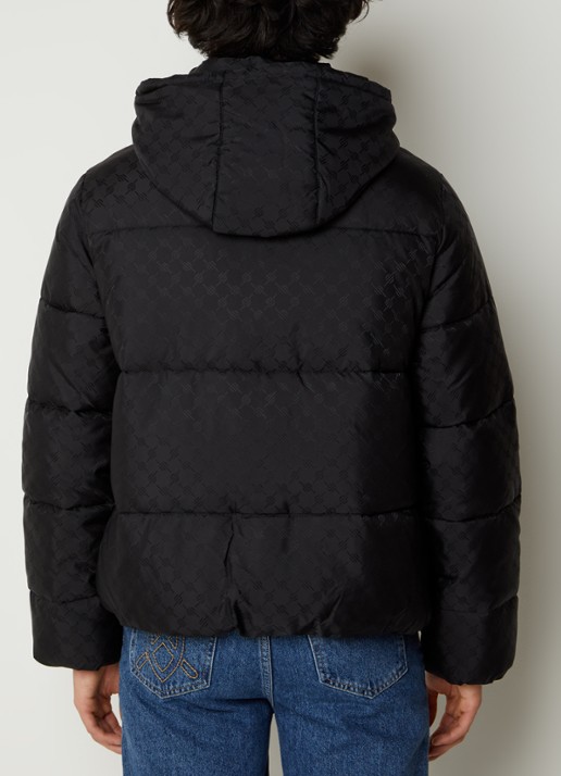 Daily Paper Monogram puffer jack met afneembare capuchon en logoprint - achterkant zwart