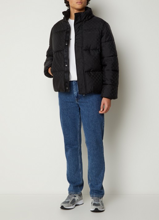 Daily Paper Monogram puffer jack met afneembare capuchon en logoprint - voorkant 5 zwart