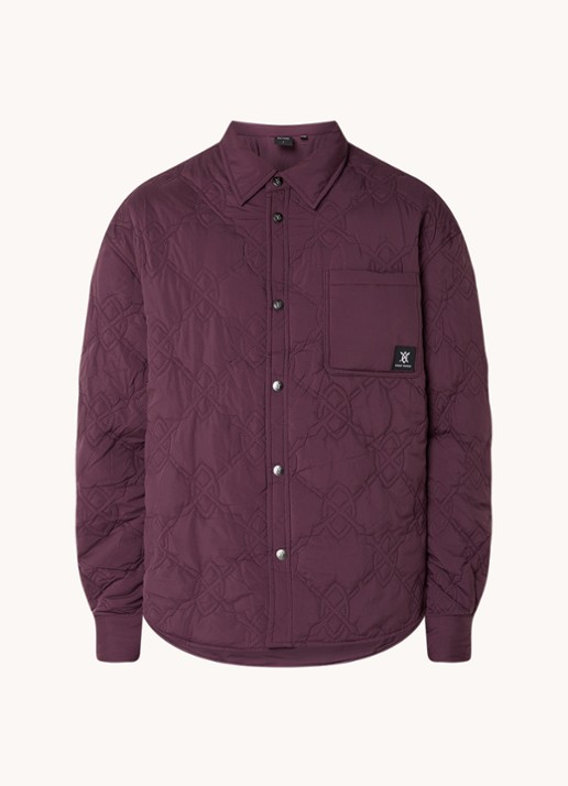 Daily Paper Najub gewatteerd overshirt met logo quilt patroon  - voorkant 2 aubergine