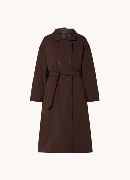 Daily Paper Niesha double-breasted gewatteerde trenchcoat  - voorkant 3 donkerbruin