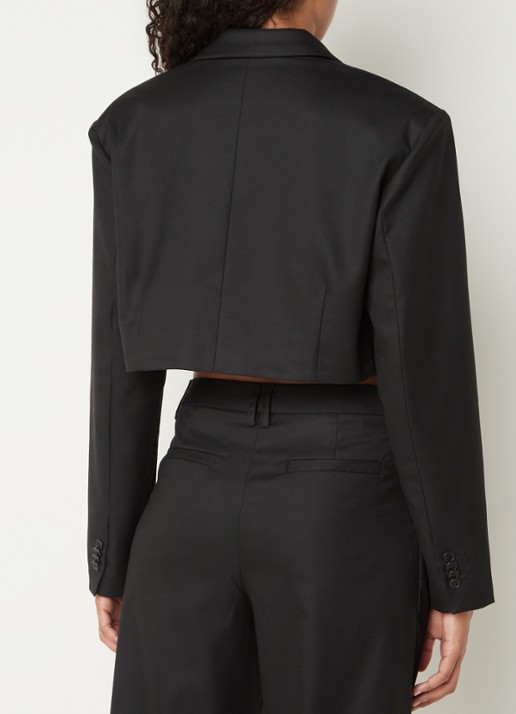 Daily Paper Nova cropped blazer met schoudervulling - achterkant 3 zwart