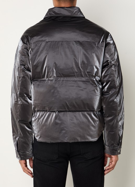 Daily Paper Obsisian puffer jack met borstzak en metallic finish - achterkant grijs