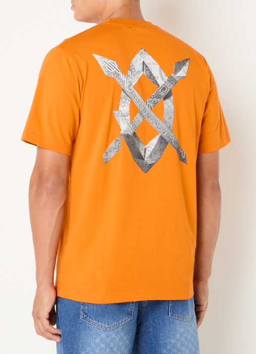 Daily Paper Origami T-shirt met logo- en backprint - detail orange